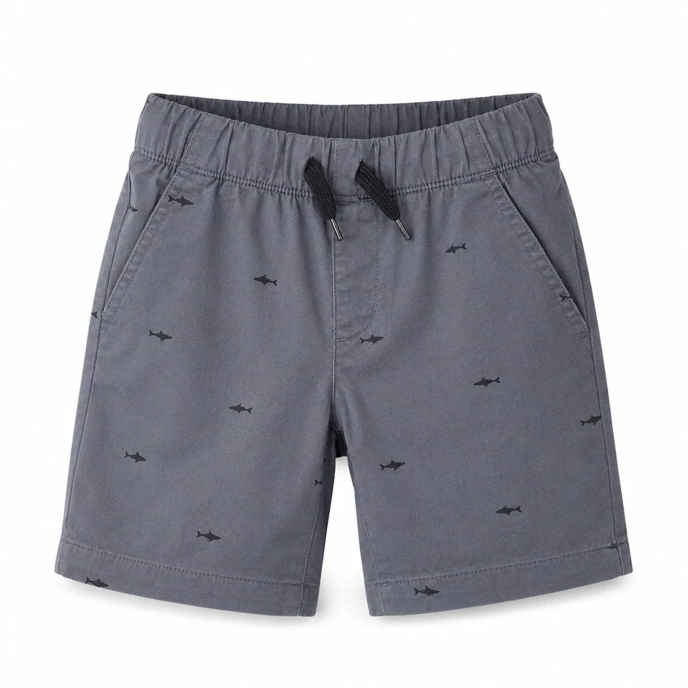 Old Navy Shark Jogger Twill Shorts Boys S 6-7 Grey Good Condition Nautical Print